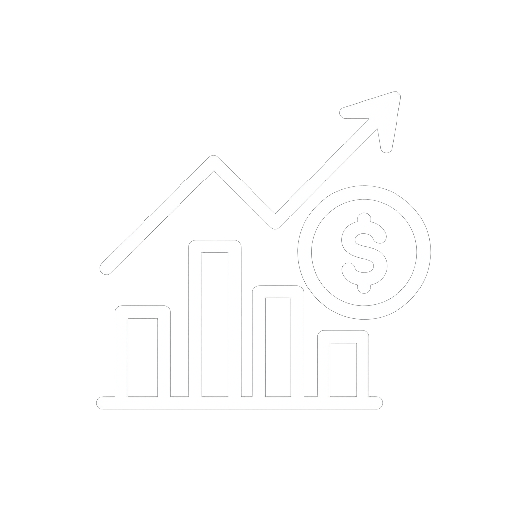 Earn yield icon showing bar chart with upward arrow and dollar sign